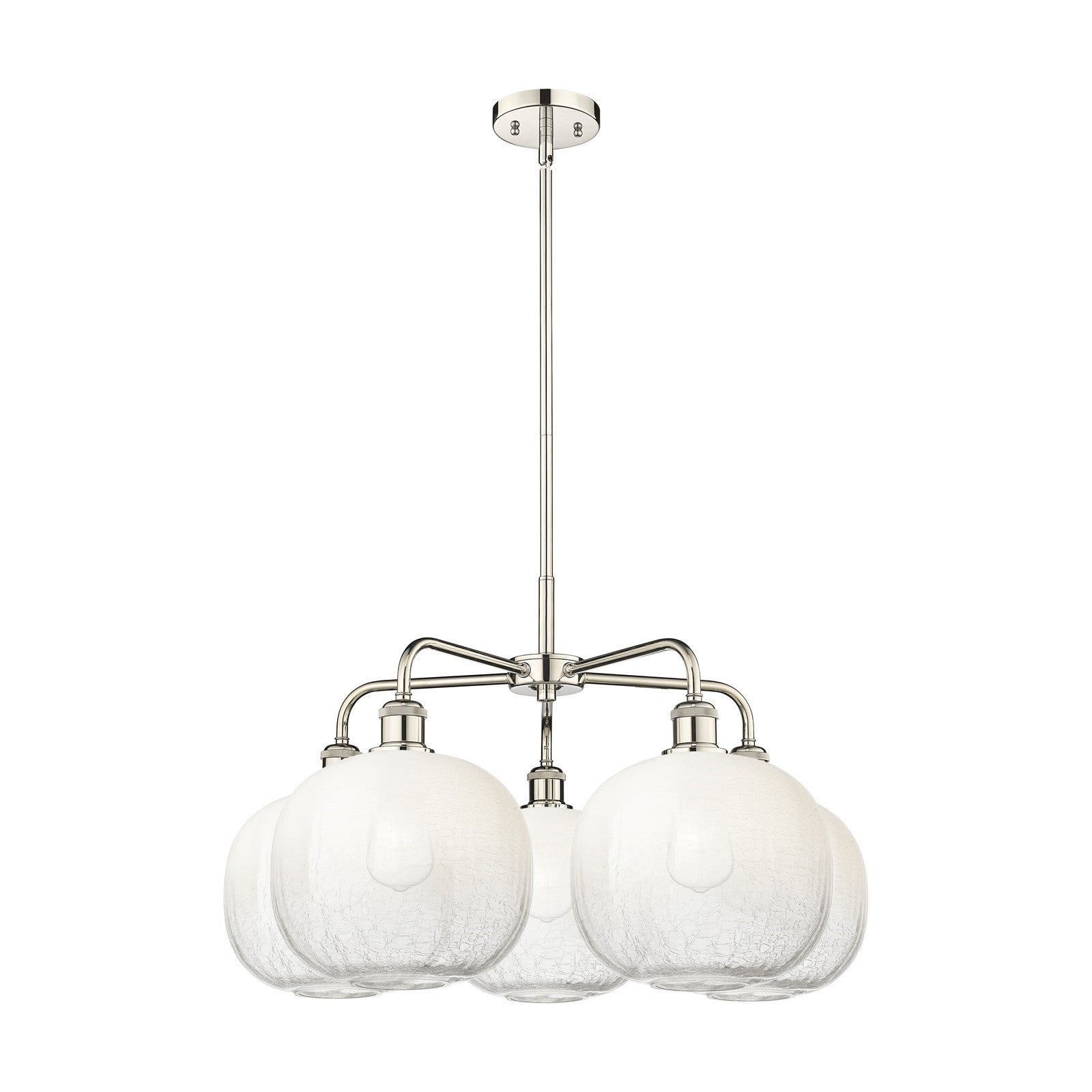 Innovations Brookhaven Sphere 29in 5-Light Chandelier | Industrial Polished Nickel and Opal Glass | Dining Room & Living Room | Model 516-5CR-PN-G481-10OP