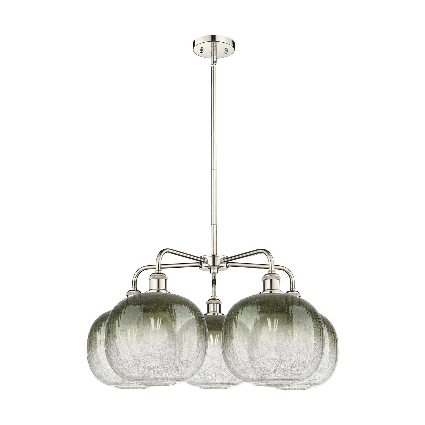 Innovations Brookhaven Sphere 29in 5-Light Chandelier | Industrial Polished Nickel and Slate Glass | Dining Room & Living | Model 516-5CR-PN-G481-10SL