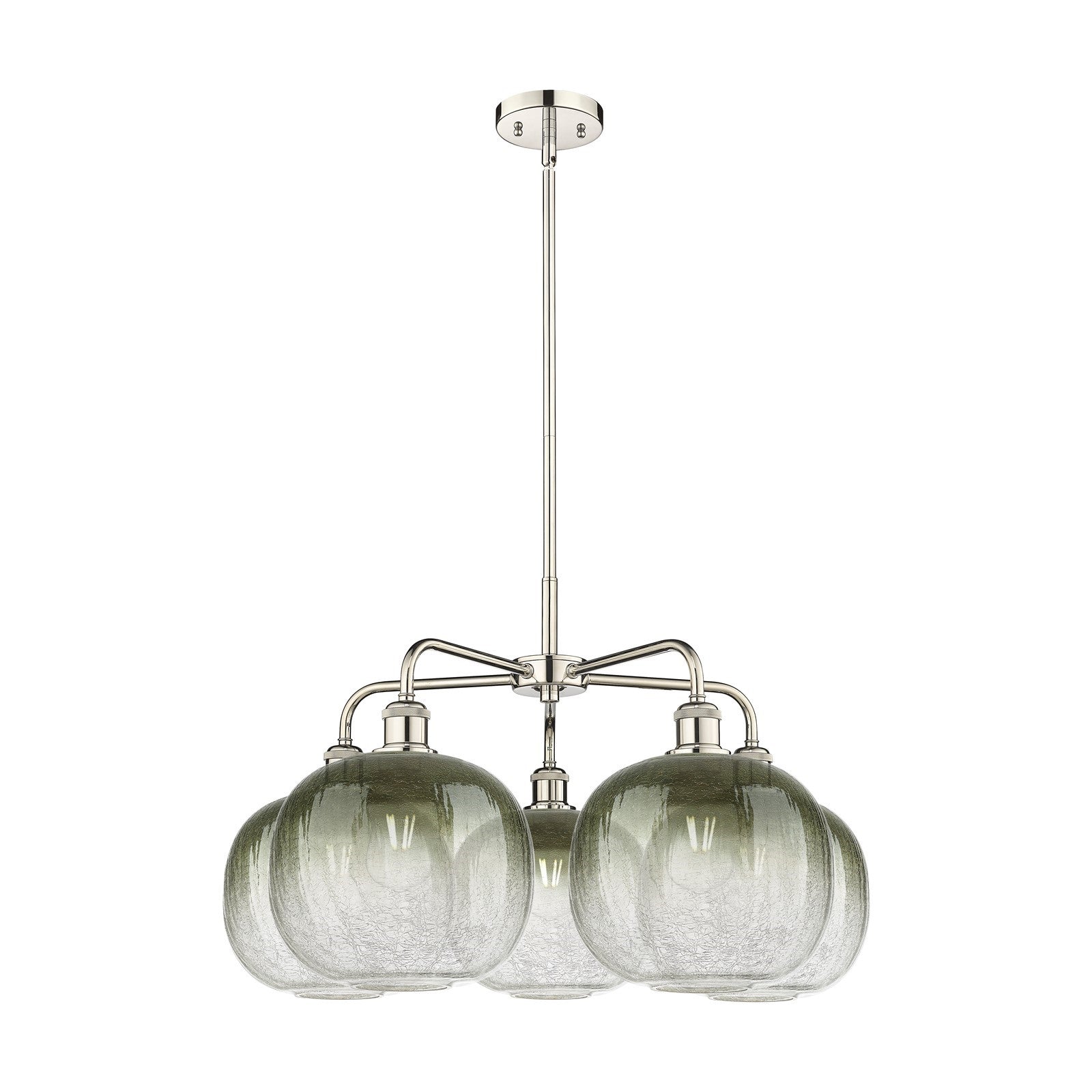 Innovations Brookhaven Sphere 29in 5-Light Chandelier | Industrial Polished Nickel and Slate Glass | Dining Room & Living | Model 516-5CR-PN-G481-10SL