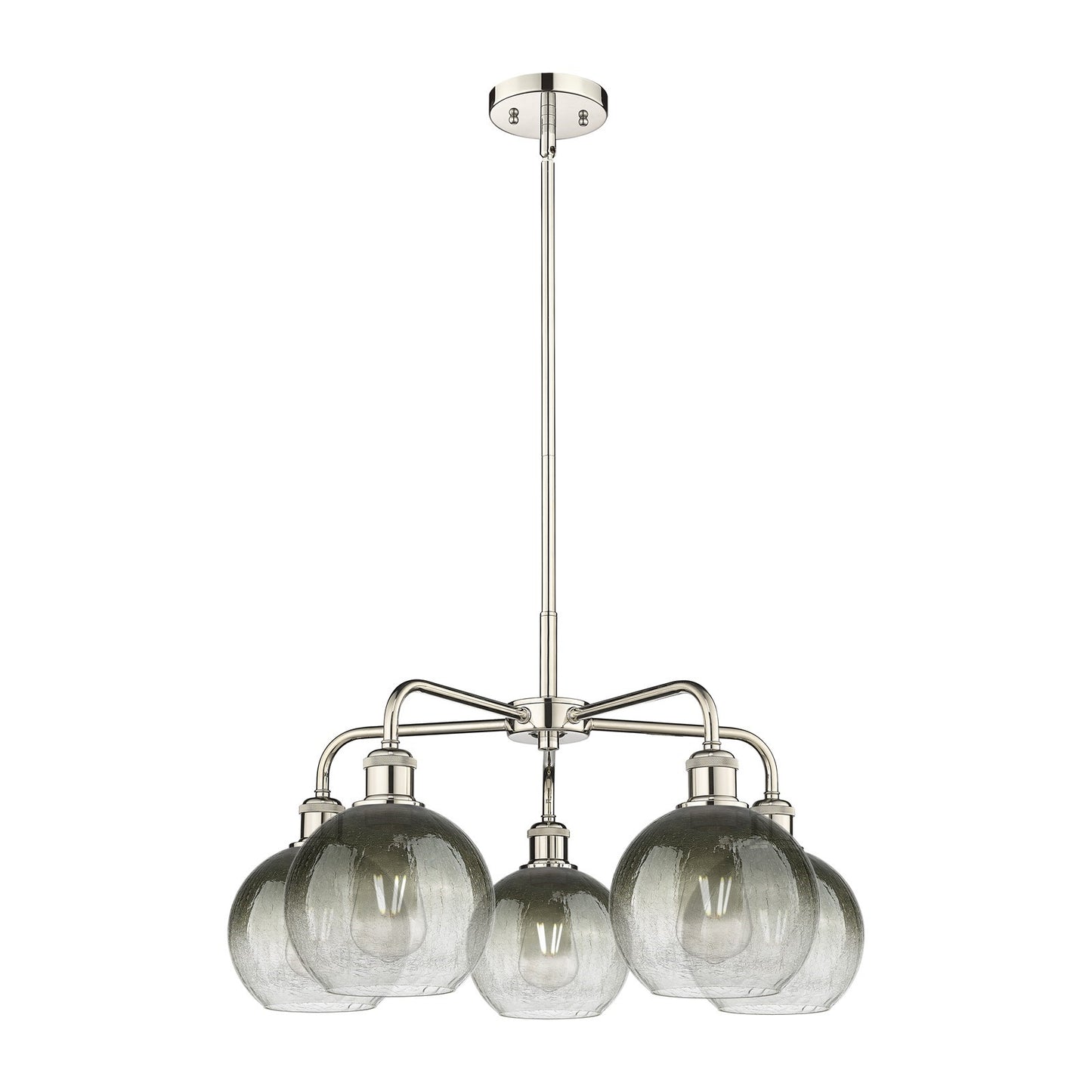 Innovations Brookhaven Globe 26in 5-Light Chandelier | Industrial Polished Nickel Steel and Slate Glass | Dining Room & Living | Model 516-5CR-PN-G483-8SL
