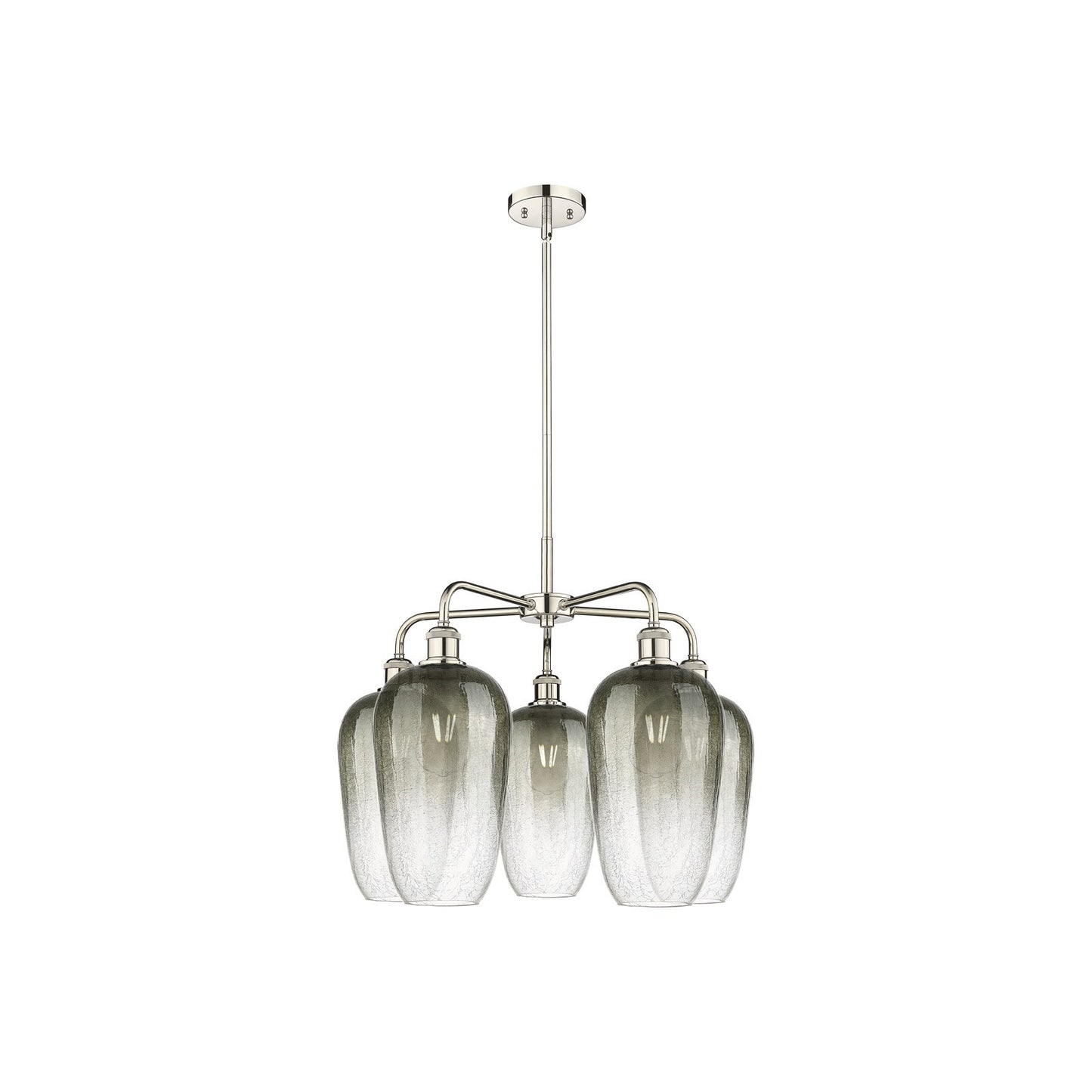 Innovations Brookhaven Flute 26in 5-Light Chandelier | Industrial Polished Nickel and Slate Glass | Dining Room & Living Room | Model 516-5CR-PN-G484-7SL