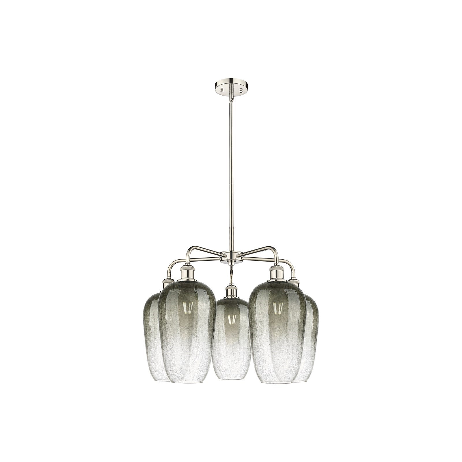 Innovations Brookhaven Flute 26in 5-Light Chandelier | Industrial Polished Nickel and Slate Glass | Dining Room & Living Room | Model 516-5CR-PN-G484-7SL