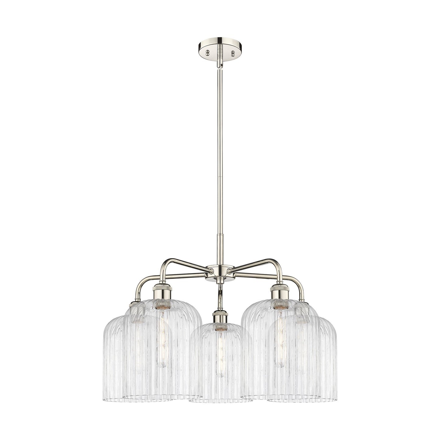 Innovations Bridal Veil 23in 5-Light Chandelier | Art Nouveau Polished Nickel Steel and Clear Ribbed Glass | Dining Room & | Model 516-5CR-PN-G559-8CL