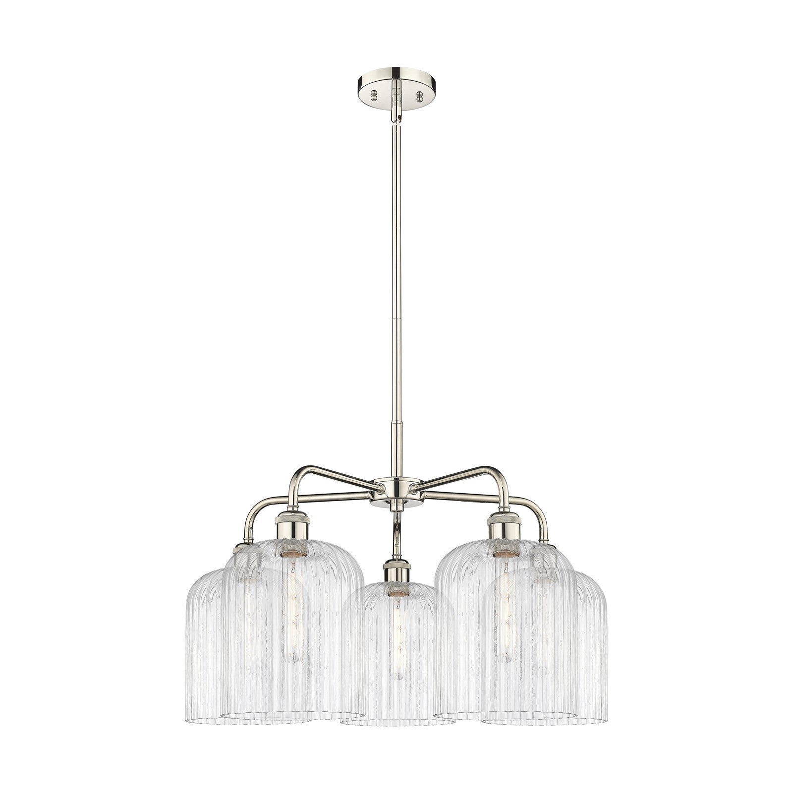 Innovations Bridal Veil 23in 5-Light Chandelier | Art Nouveau Polished Nickel Steel and Clear Ribbed Glass | Dining Room & | Model 516-5CR-PN-G559-8CL