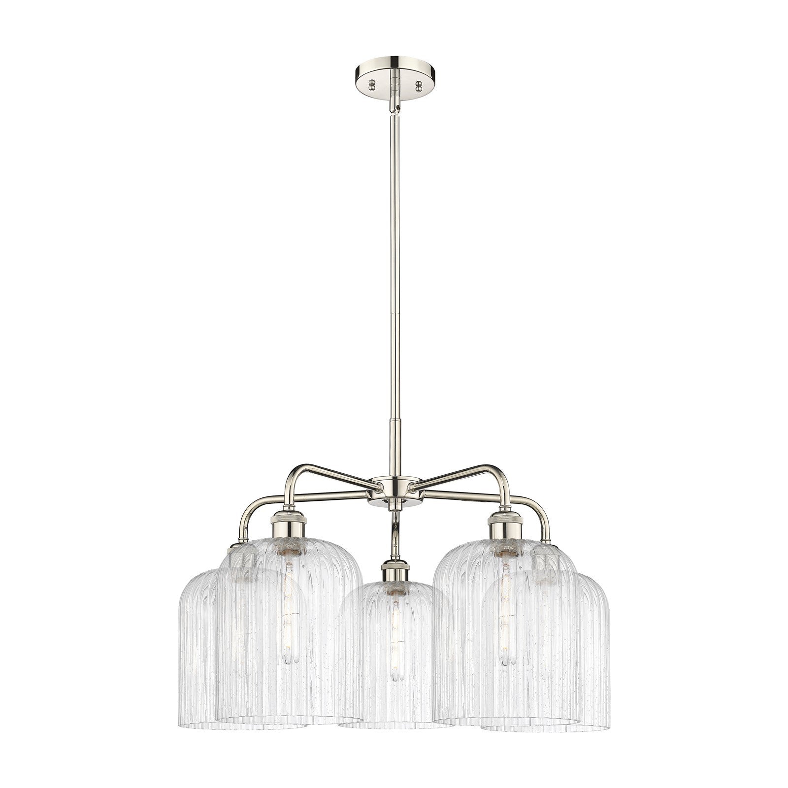 Innovations Bridal Veil 23in 5-Light Chandelier | Art Nouveau Polished Nickel and Seedy Ribbed Glass | Kitchen Island & | Model 516-5CR-PN-G559-8SDY