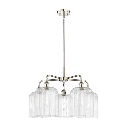 Innovations Bridal Veil 23in 5-Light Chandelier | Art Nouveau Polished Nickel and Seedy Ribbed Glass | Kitchen Island & | Model 516-5CR-PN-G559-8SDY