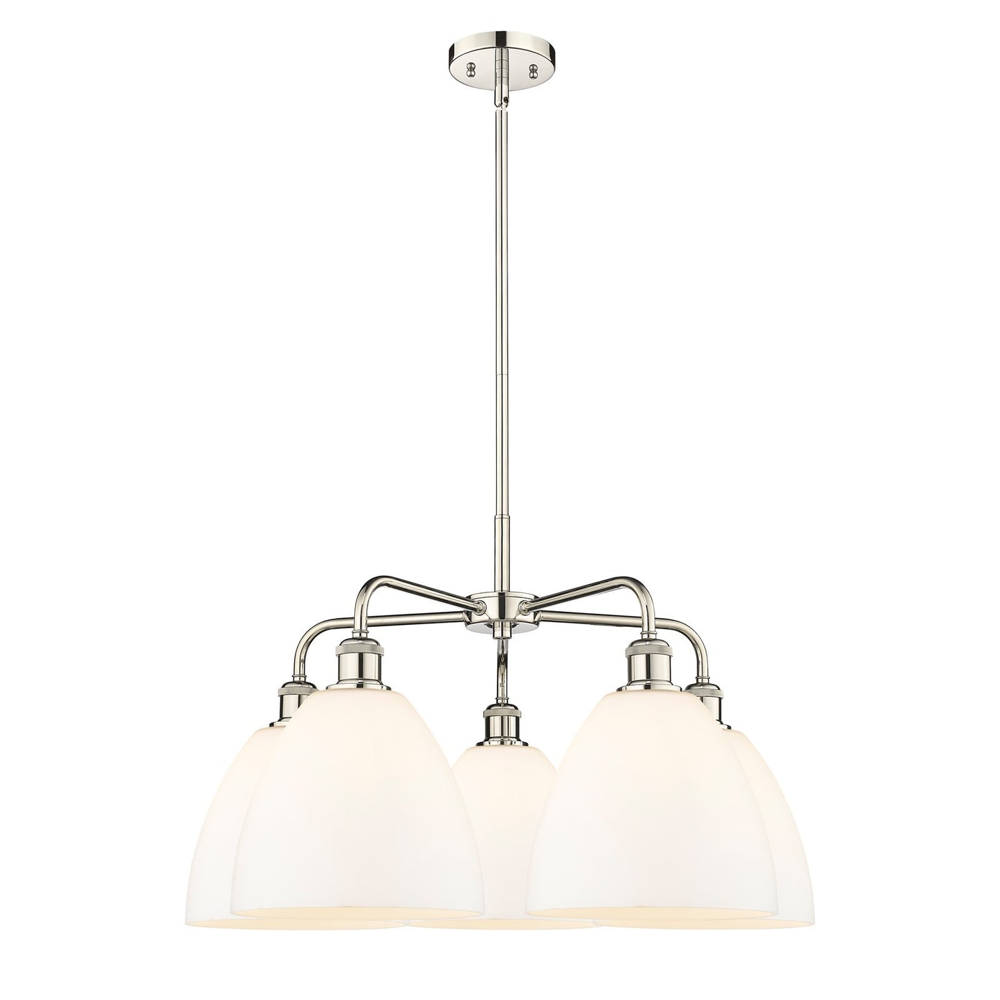 Innovations Bristol 27in 5-Light Chandelier | Industrial Polished Nickel and Matte White Glass | Dining Room & Living Room | 27 | Model 516-5CR-PN-GBD-91