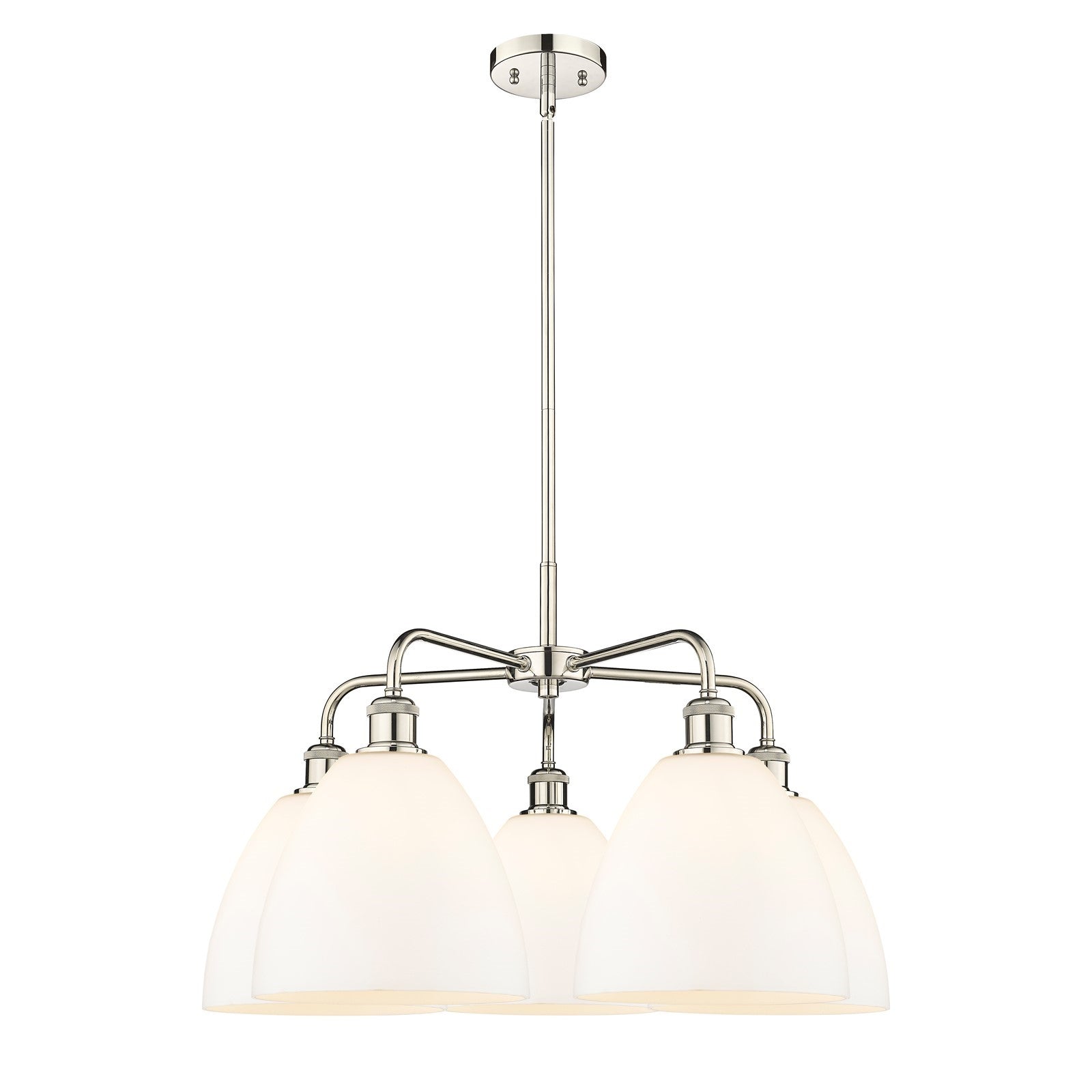 Innovations Bristol 27in 5-Light Chandelier | Industrial Polished Nickel and Matte White Glass | Dining Room & Living Room | 27 | Model 516-5CR-PN-GBD-91