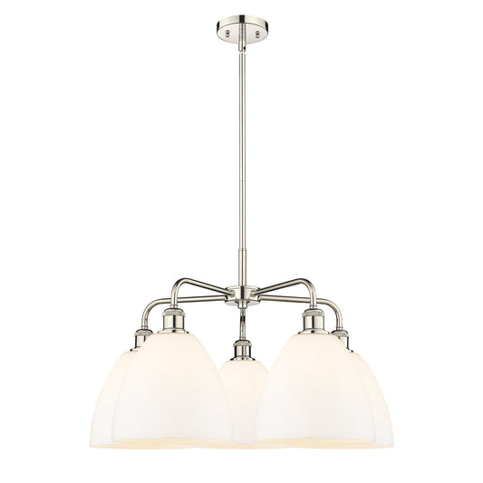 Innovations Bristol 27in 5-Light Chandelier | Industrial Polished Nickel and Matte White Glass | Dining Room & Living Room | 27 | Model 516-5CR-PN-GBD-91