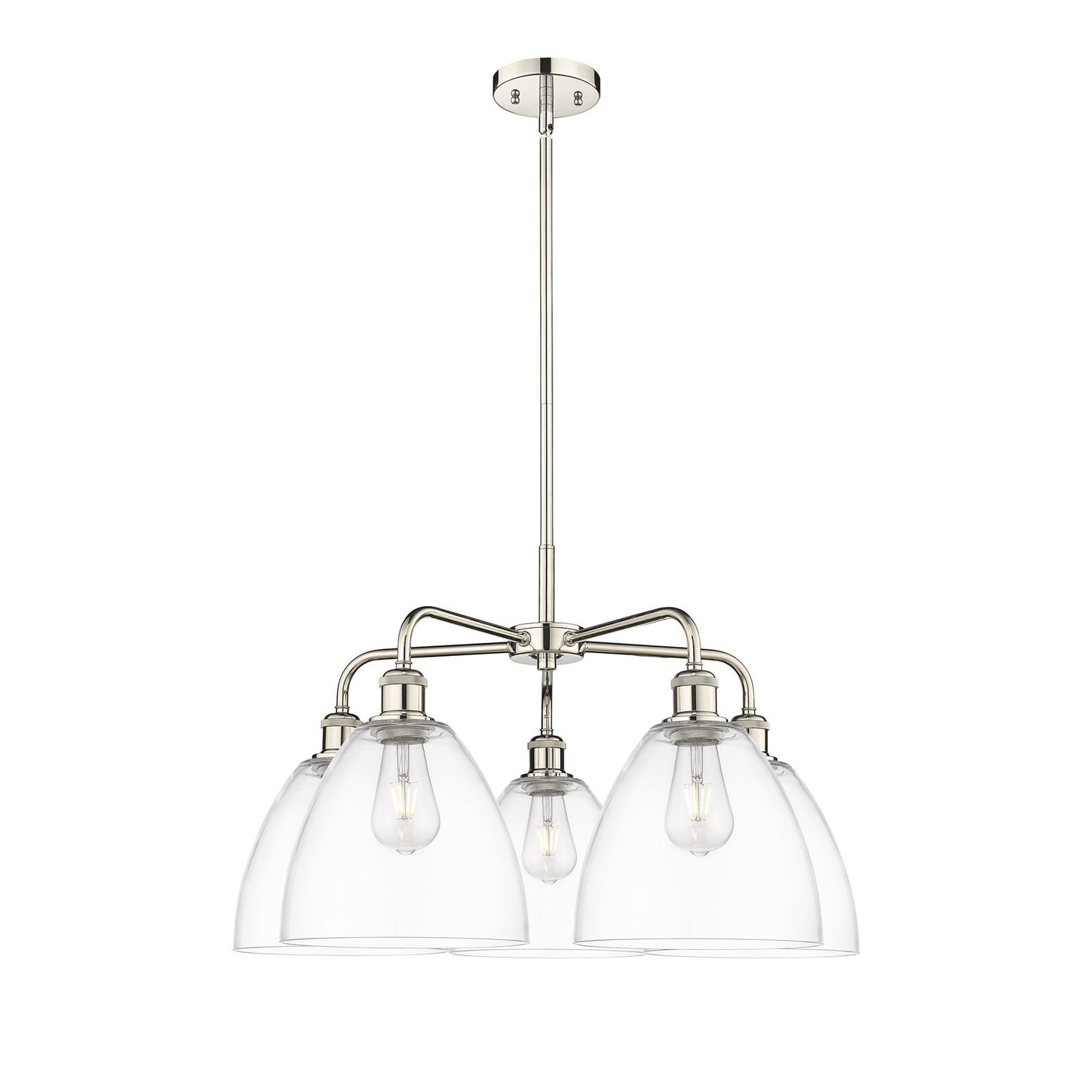Innovations Bristol 27in 5-Light Chandelier | Industrial Polished Nickel and Clear Glass | Dining Room & Living Room | 27 x 27 x | Model 516-5CR-PN-GBD-92