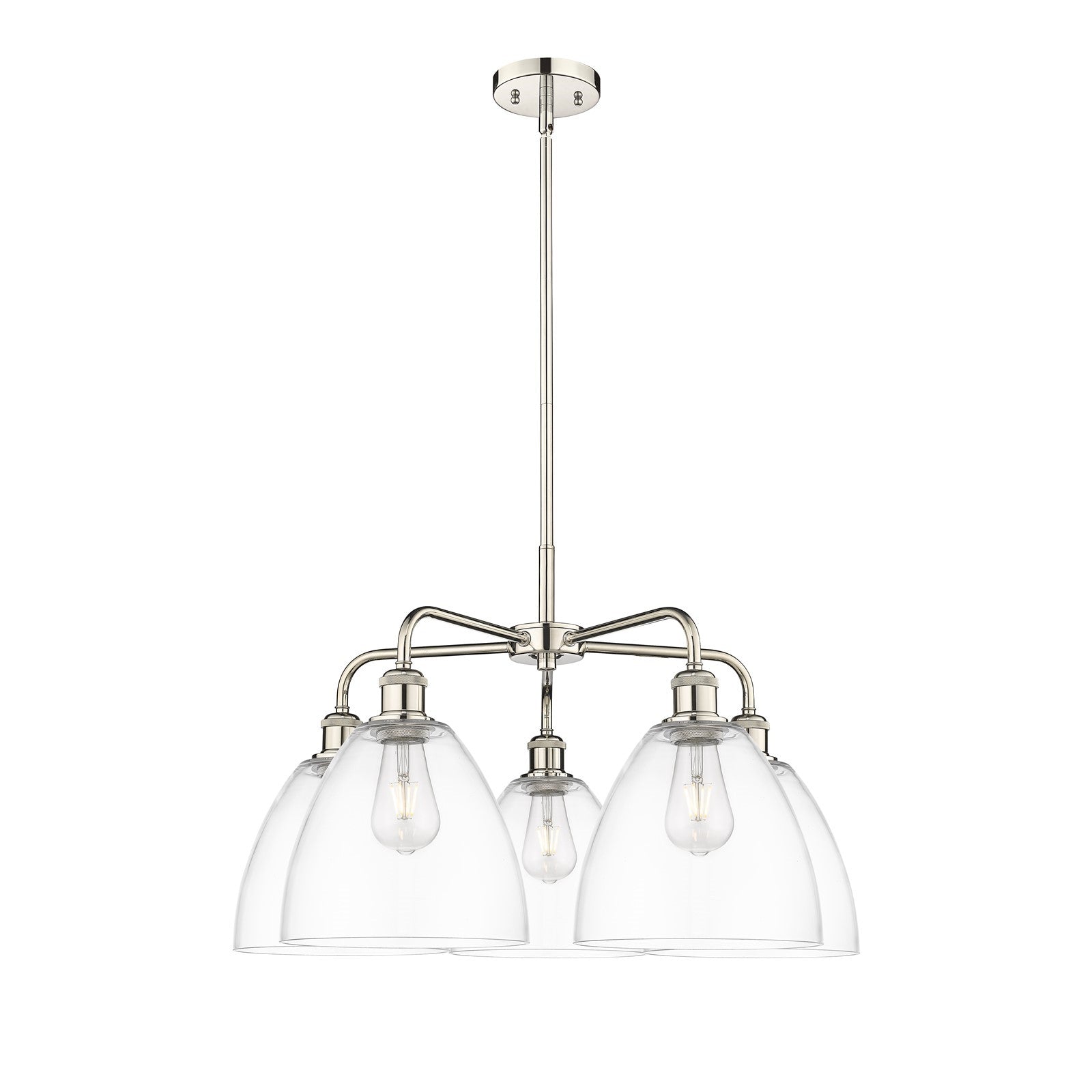 Innovations Bristol 27in 5-Light Chandelier | Industrial Polished Nickel and Clear Glass | Dining Room & Living Room | 27 x 27 x | Model 516-5CR-PN-GBD-92