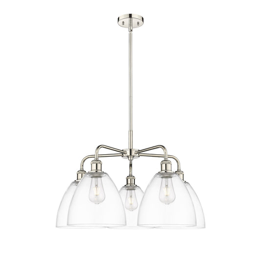 Innovations Bristol 27in 5-Light Chandelier | Industrial Polished Nickel and Clear Glass | Dining Room & Living Room | 27 x 27 x | Model 516-5CR-PN-GBD-92