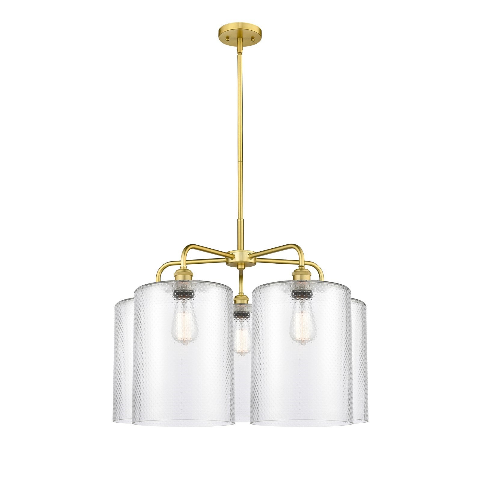 Innovations Cobbleskill 28in 5-Light Chandelier | Industrial Satin Gold Steel and Clear Glass | Dining Room & Living Room | 27.5 | Model 516-5CR-SG-G112-L