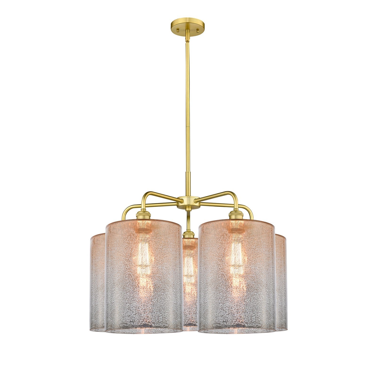 Innovations Cobbleskill 28in 5-Light Chandelier | Industrial Satin Gold Steel and Mercury Glass | Dining Room & Living Room | Model 516-5CR-SG-G116-L