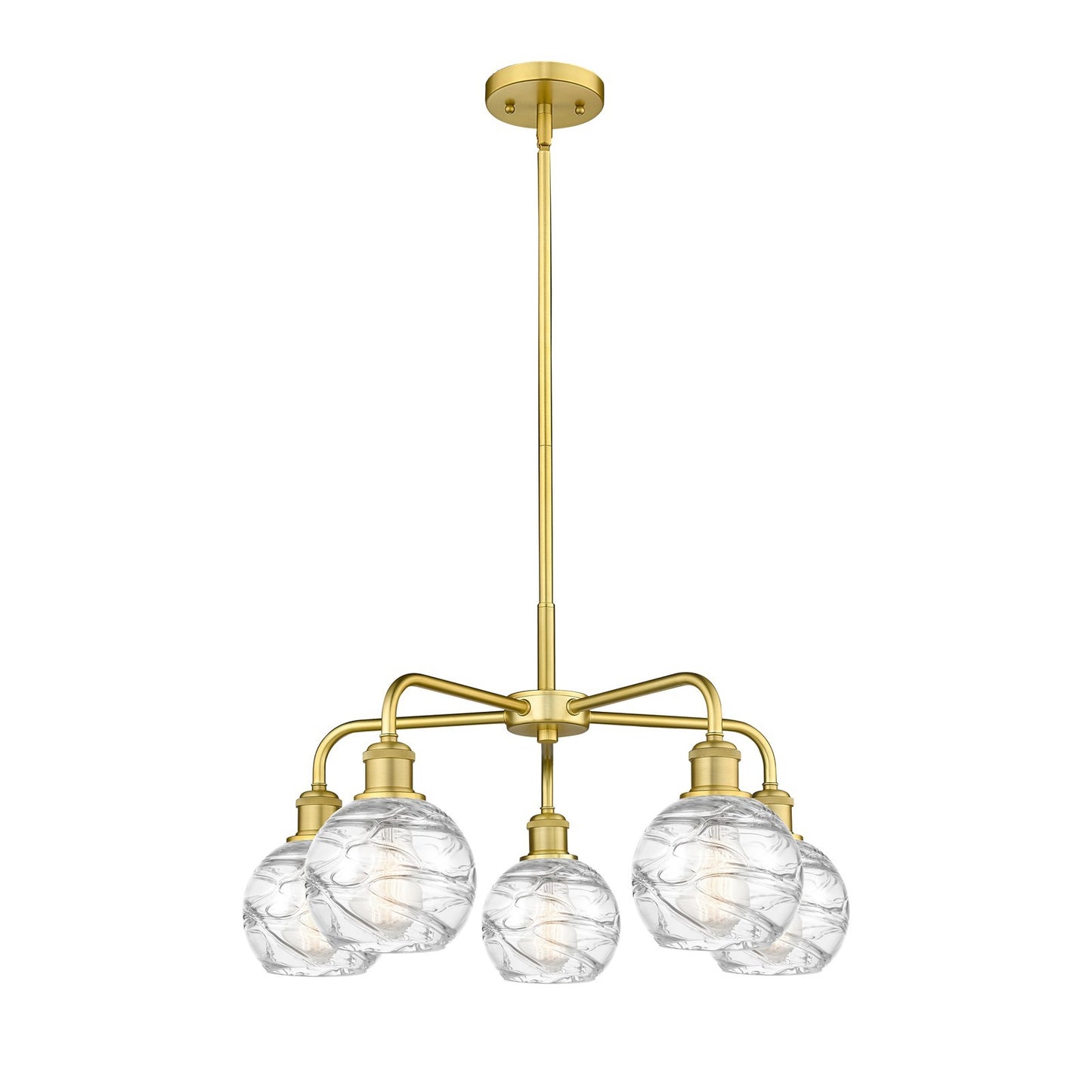Innovations Athens Deco Swirl 24in 5-Light Chandelier | Industrial Satin Gold Steel and Clear Glass | Kitchen Island & Dining | Model 516-5CR-SG-G1213-6CL