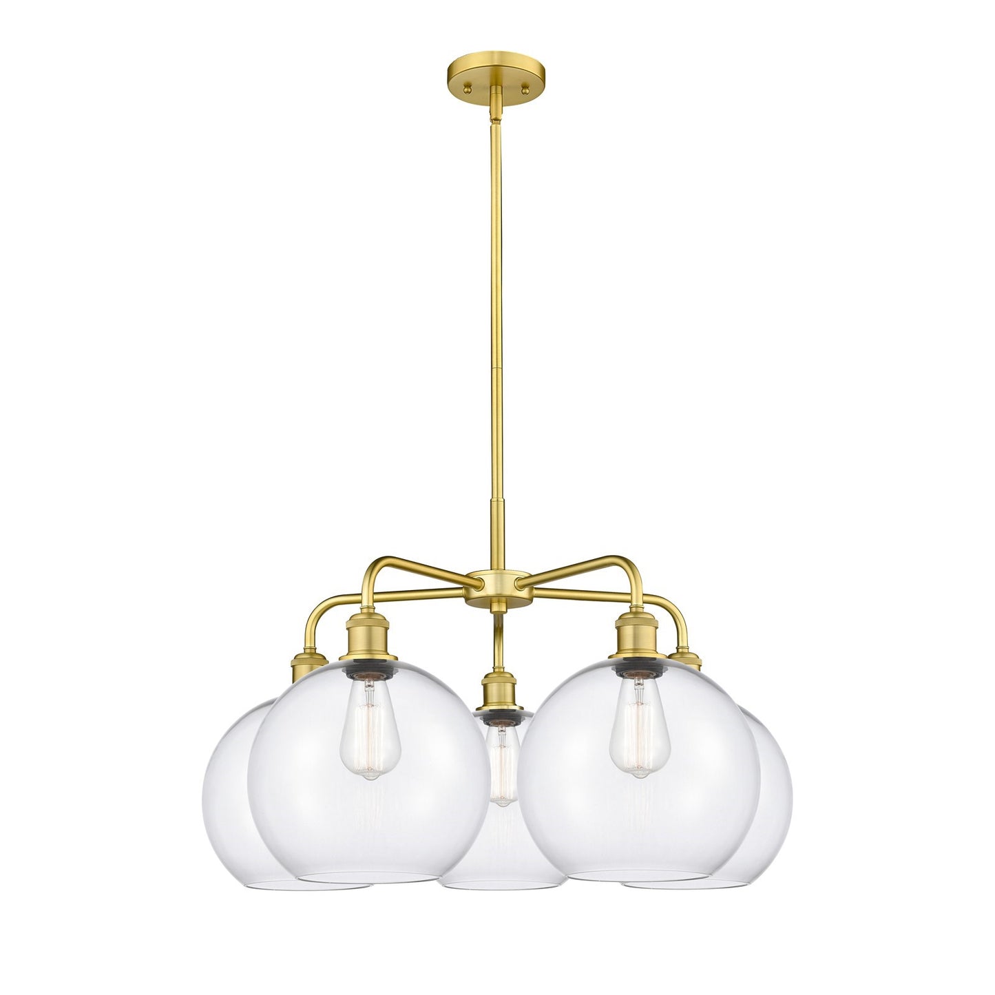 Innovations Athens 28in 5-Light Chandelier | Industrial Satin Gold and Clear Glass | Dining Room & Living Room | 28 x 28 x 17.5 | Model 516-5CR-SG-G122-10