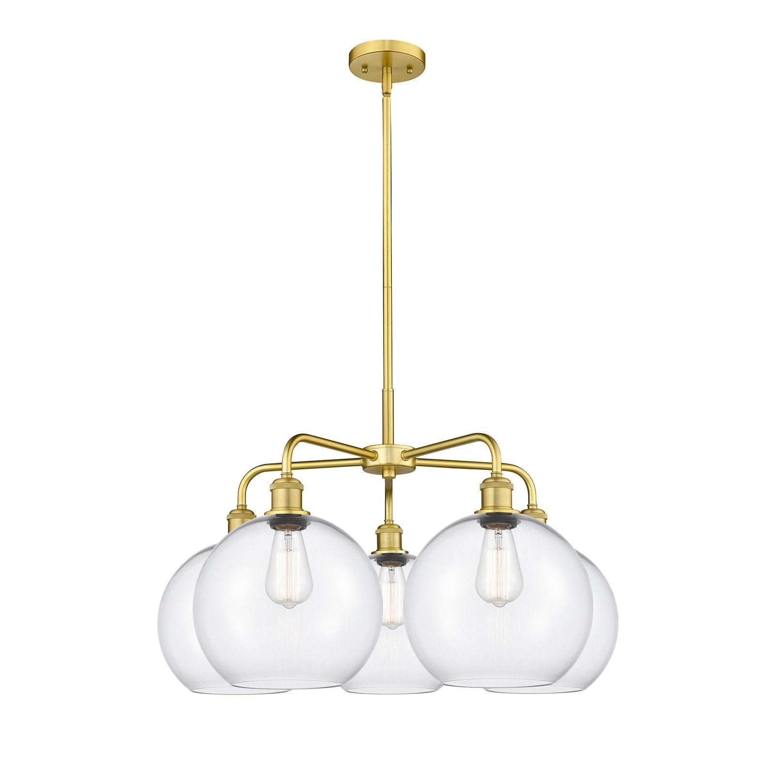 Innovations Athens 28in 5-Light Chandelier | Industrial Satin Gold and Clear Glass | Dining Room & Living Room | 28 x 28 x 17.5 | Model 516-5CR-SG-G122-10