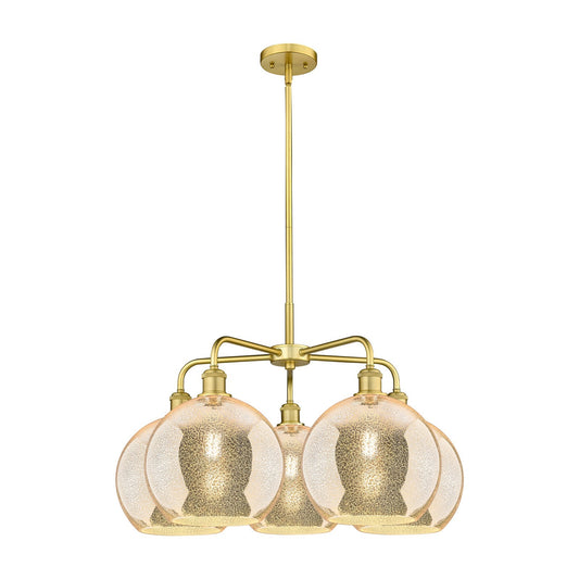 Innovations Athens 28in 5-Light Chandelier | Industrial Satin Gold and Mercury Glass | Dining Room & Living Room | 28 x 28 x | Model 516-5CR-SG-G128-10