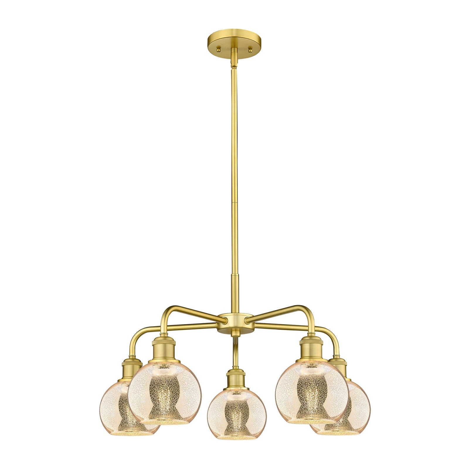 Innovations Athens 24in 5-Light Chandelier | Industrial Satin Gold and Mercury Glass | Dining Room & Living Room | 23.88 x 23.88 | Model 516-5CR-SG-G128-6