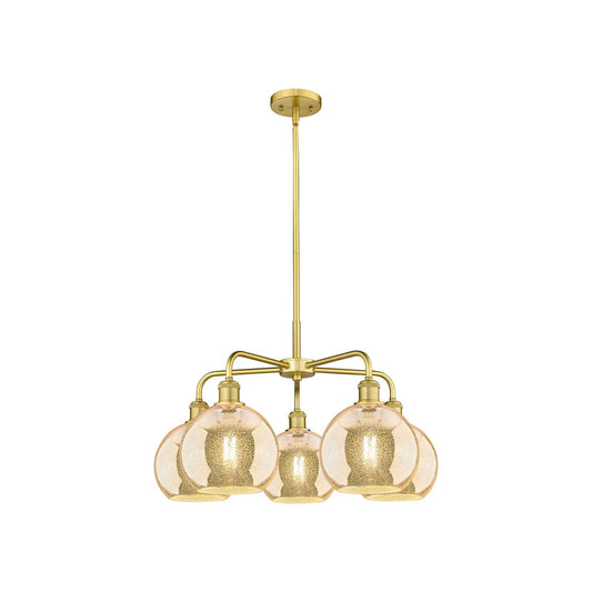 Innovations Athens 26in 5-Light Chandelier | Industrial Satin Gold Steel and Mercury Glass | Dining Room & Living Room | 26 x 26 | Model 516-5CR-SG-G128-8