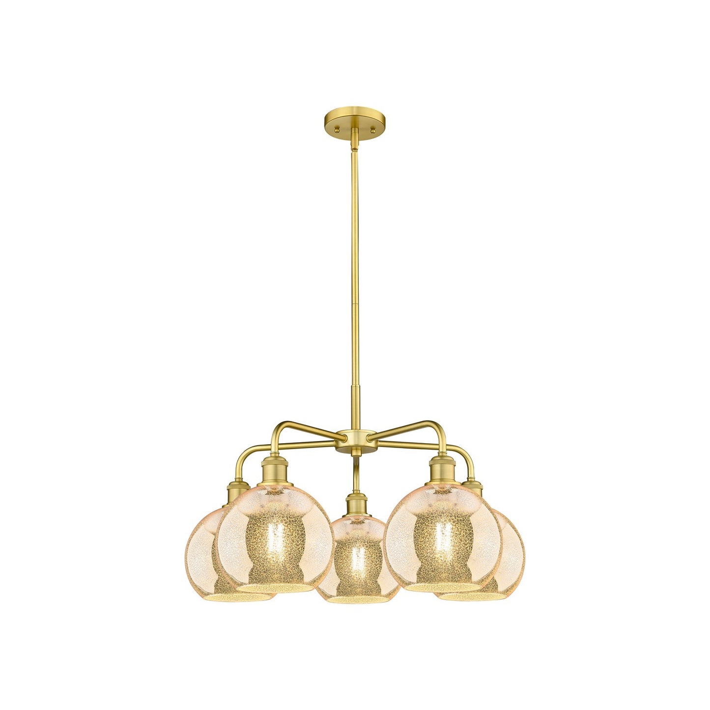 Innovations Athens 26in 5-Light Chandelier | Industrial Satin Gold Steel and Mercury Glass | Dining Room & Living Room | 26 x 26 | Model 516-5CR-SG-G128-8