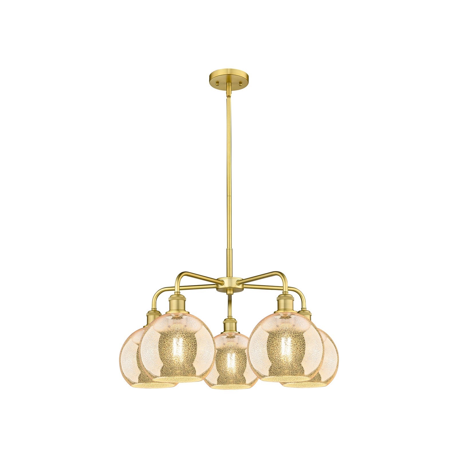 Innovations Athens 26in 5-Light Chandelier | Industrial Satin Gold Steel and Mercury Glass | Dining Room & Living Room | 26 x 26 | Model 516-5CR-SG-G128-8