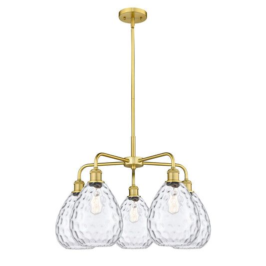 Innovations Waverly 26in 5-Light Chandelier | Industrial Satin Gold and Clear Glass | Kitchen Island & Dining Room | 26 x 26 x | Model 516-5CR-SG-G372