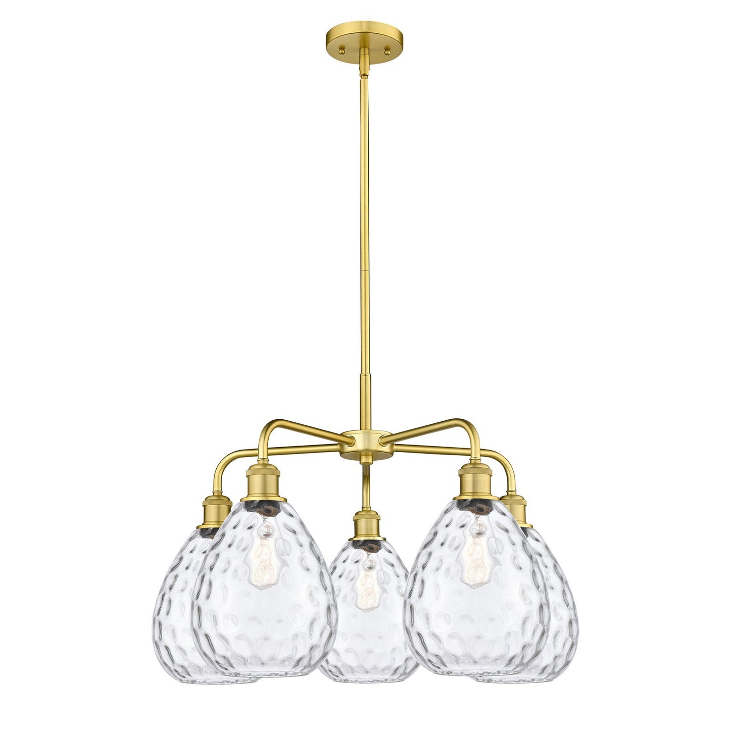 Innovations Waverly 26in 5-Light Chandelier | Industrial Satin Gold and Clear Glass | Kitchen Island & Dining Room | 26 x 26 x | Model 516-5CR-SG-G372