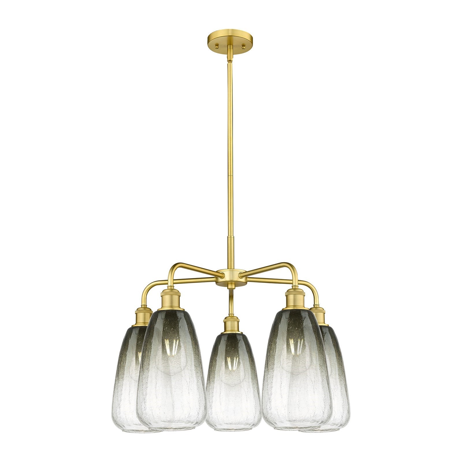 Innovations Brookhaven Almond 25in 5-Light Chandelier | Industrial Satin Gold Steel and Slate Glass | Dining Room & Living | Model 516-5CR-SG-G480-6SL