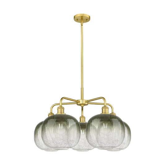 Innovations Brookhaven Sphere 29in 5-Light Chandelier | Industrial Satin Gold Steel and Slate Glass | Dining Room & Living | Model 516-5CR-SG-G481-10SL
