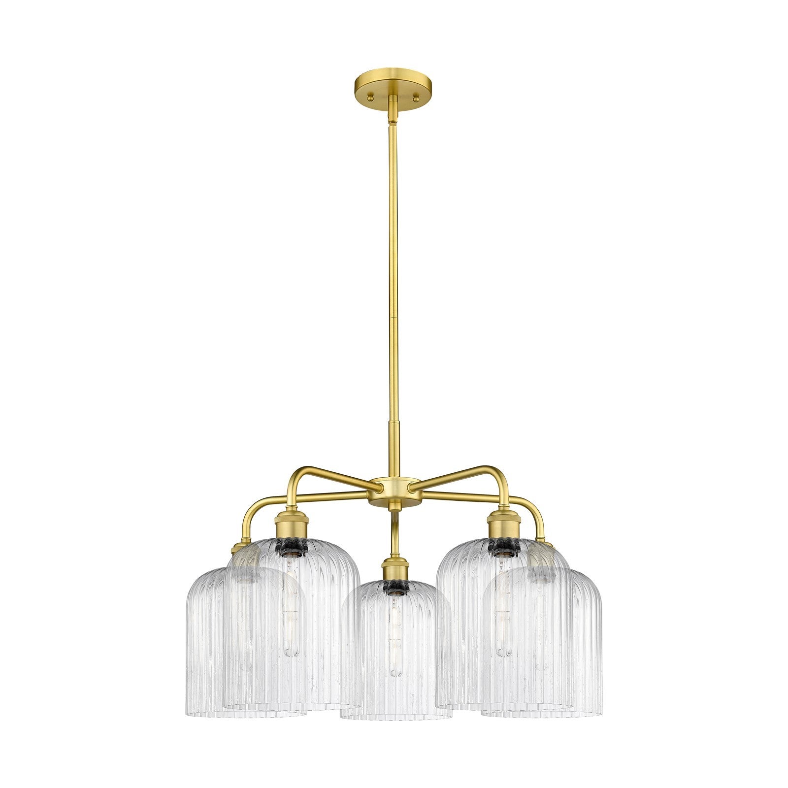 Innovations Bridal Veil 23in 5-Light Chandelier | Art Nouveau Satin Gold Steel and Seedy Ribbed Glass | Dining Room & Foyer | Model 516-5CR-SG-G559-8SDY
