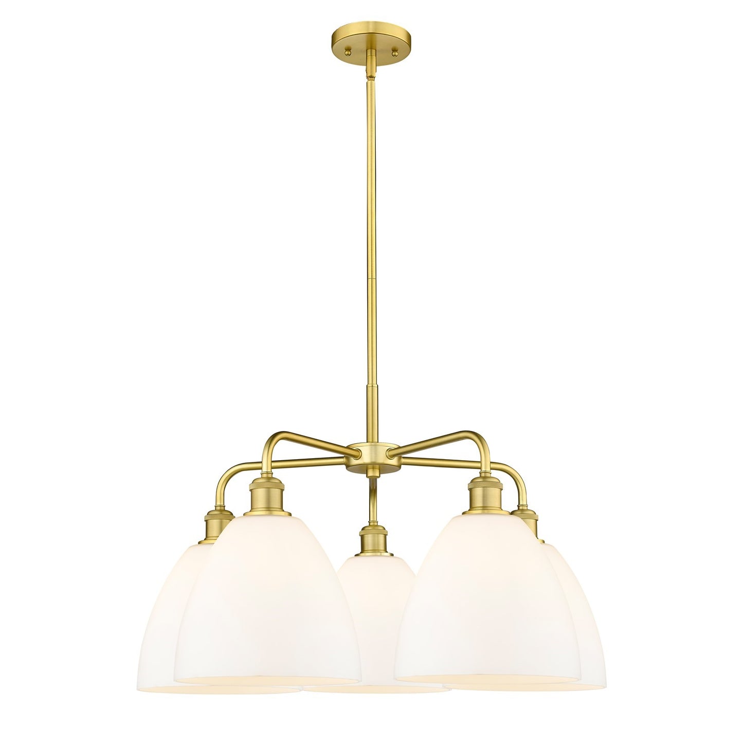 Innovations Bristol 27in 5-Light Chandelier | Industrial Satin Gold and Matte White Glass | Dining Room & Living Room | 27 x 27 | Model 516-5CR-SG-GBD-91