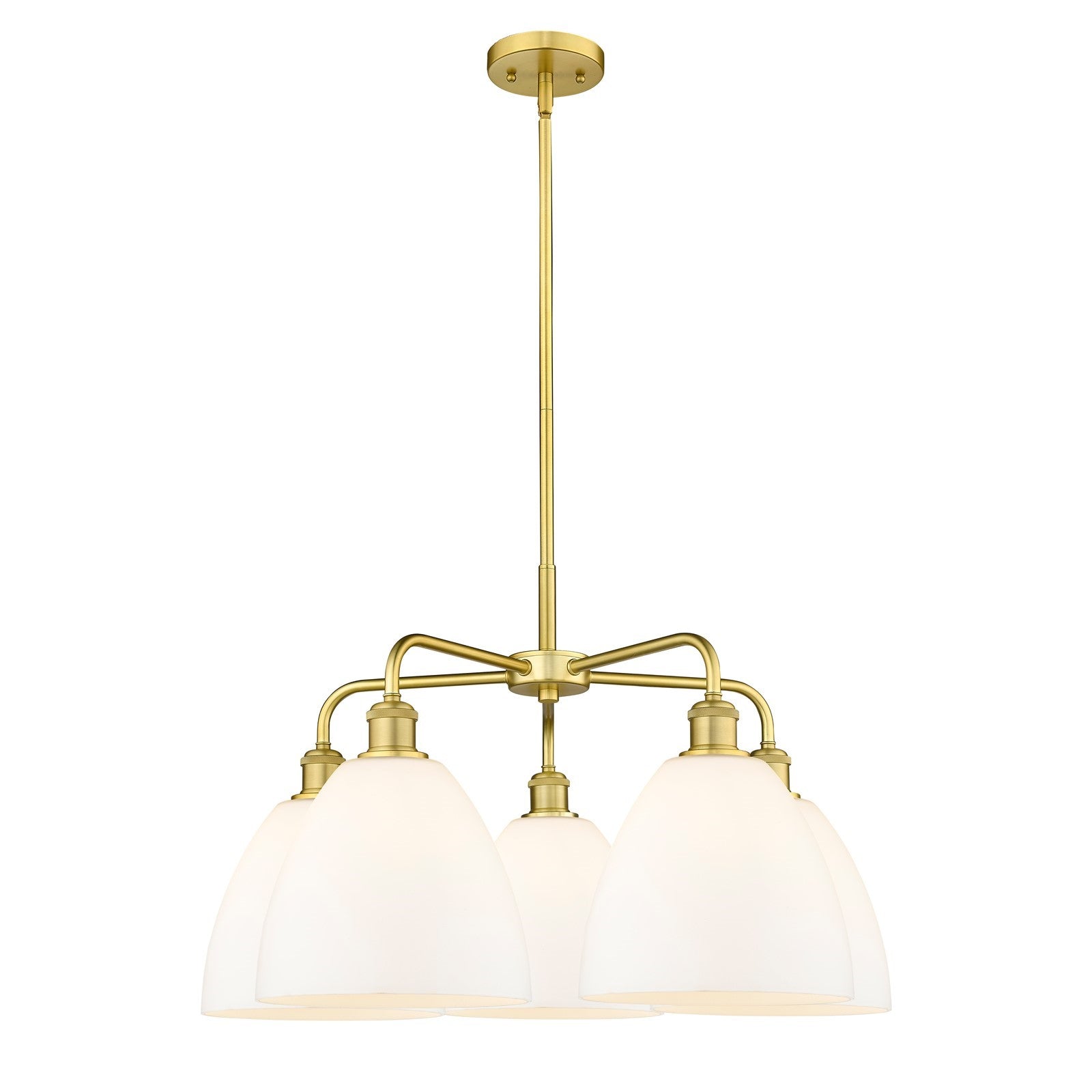 Innovations Bristol 27in 5-Light Chandelier | Industrial Satin Gold and Matte White Glass | Dining Room & Living Room | 27 x 27 | Model 516-5CR-SG-GBD-91