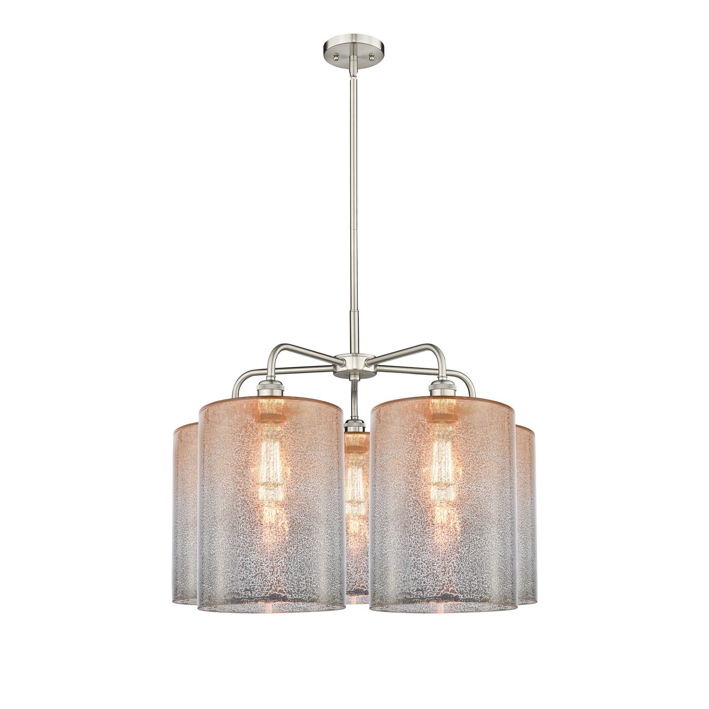 Innovations Cobbleskill 28in 5-Light Chandelier | Industrial Satin Nickel and Mercury Glass | Dining Room & Living Room | 27.5 x | Model 516-5CR-SN-G116-L