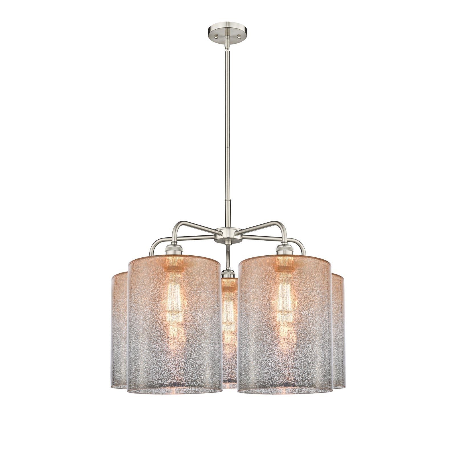 Innovations Cobbleskill 28in 5-Light Chandelier | Industrial Satin Nickel and Mercury Glass | Dining Room & Living Room | 27.5 x | Model 516-5CR-SN-G116-L