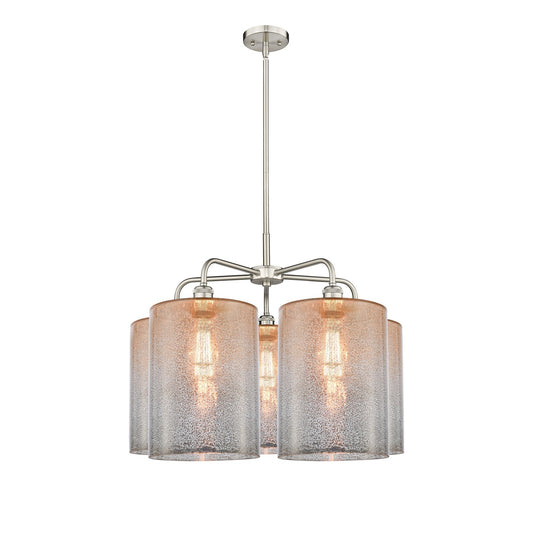 Innovations Cobbleskill 28in 5-Light Chandelier | Industrial Satin Nickel and Mercury Glass | Dining Room & Living Room | 27.5 x | Model 516-5CR-SN-G116-L