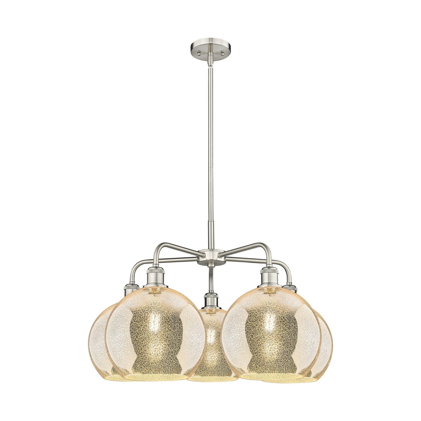 Innovations Athens 28in 5-Light Chandelier | Industrial Satin Nickel and Mercury Glass | Dining Room & Living Room | 28 x 28 x | Model 516-5CR-SN-G128-10
