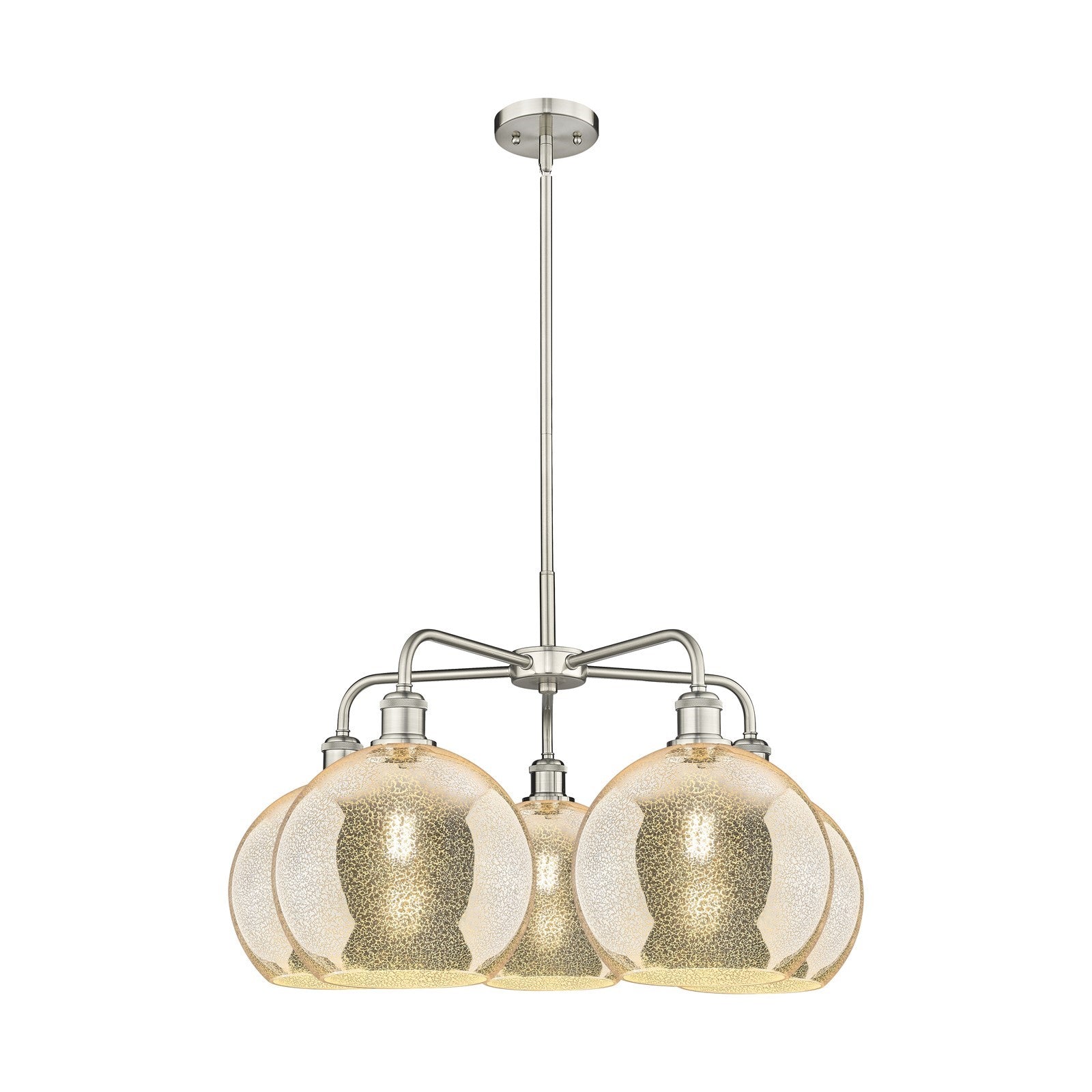 Innovations Athens 28in 5-Light Chandelier | Industrial Satin Nickel and Mercury Glass | Dining Room & Living Room | 28 x 28 x | Model 516-5CR-SN-G128-10