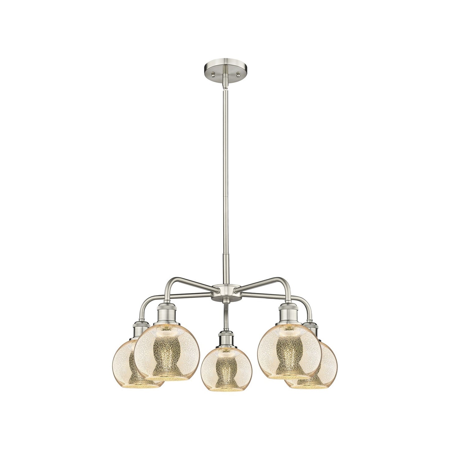 Innovations Athens 24in 5-Light Chandelier | Industrial Satin Nickel and Mercury Glass | Dining Room & Living Room | 23.88 x | Model 516-5CR-SN-G128-6