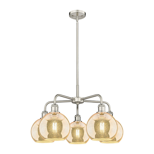 Innovations Athens 26in 5-Light Chandelier | Industrial Satin Nickel and Mercury Glass | Dining Room & Living Room | 26 x 26 x | Model 516-5CR-SN-G128-8