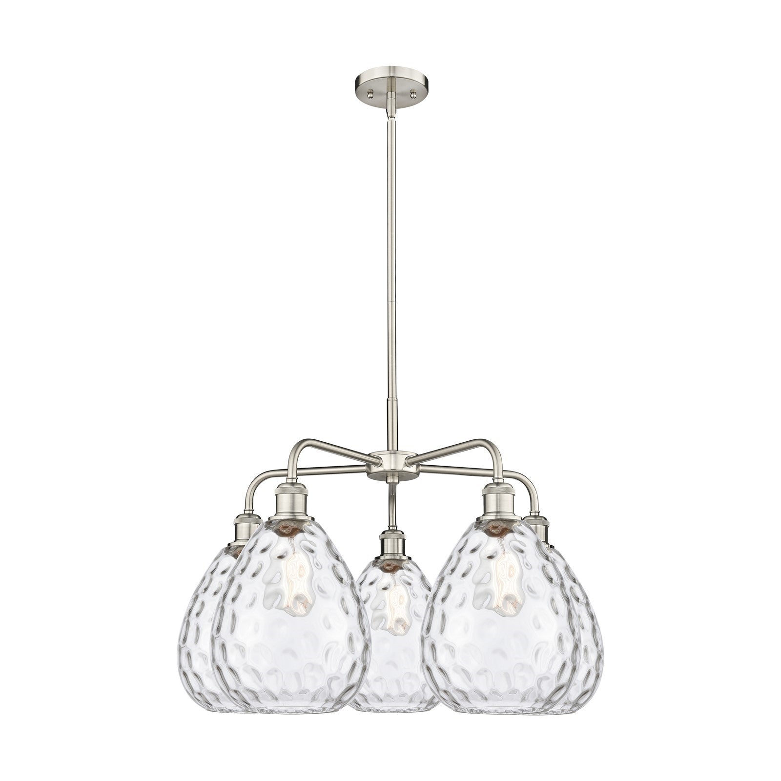 Innovations Waverly 26in 5-Light Chandelier | Industrial Satin Nickel and Clear Glass | Dining Room & Living Room | 26 x 26 x 17.5 | Model 516-5CR-SN-G372