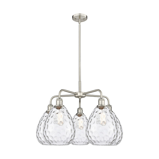 Innovations Waverly 26in 5-Light Chandelier | Industrial Satin Nickel and Clear Glass | Dining Room & Living Room | 26 x 26 x 17.5 | Model 516-5CR-SN-G372