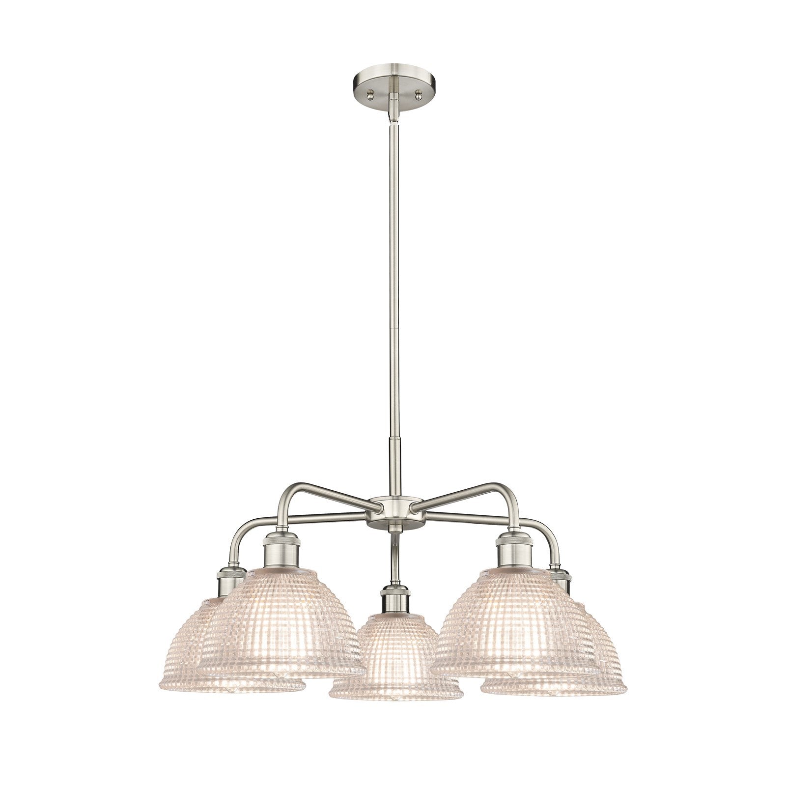 Innovations Arietta 26in 5-Light Chandelier | Industrial Satin Nickel and Clear Glass | Dining Room & Living Room | 26 x 26 x 13.5 | Model 516-5CR-SN-G422