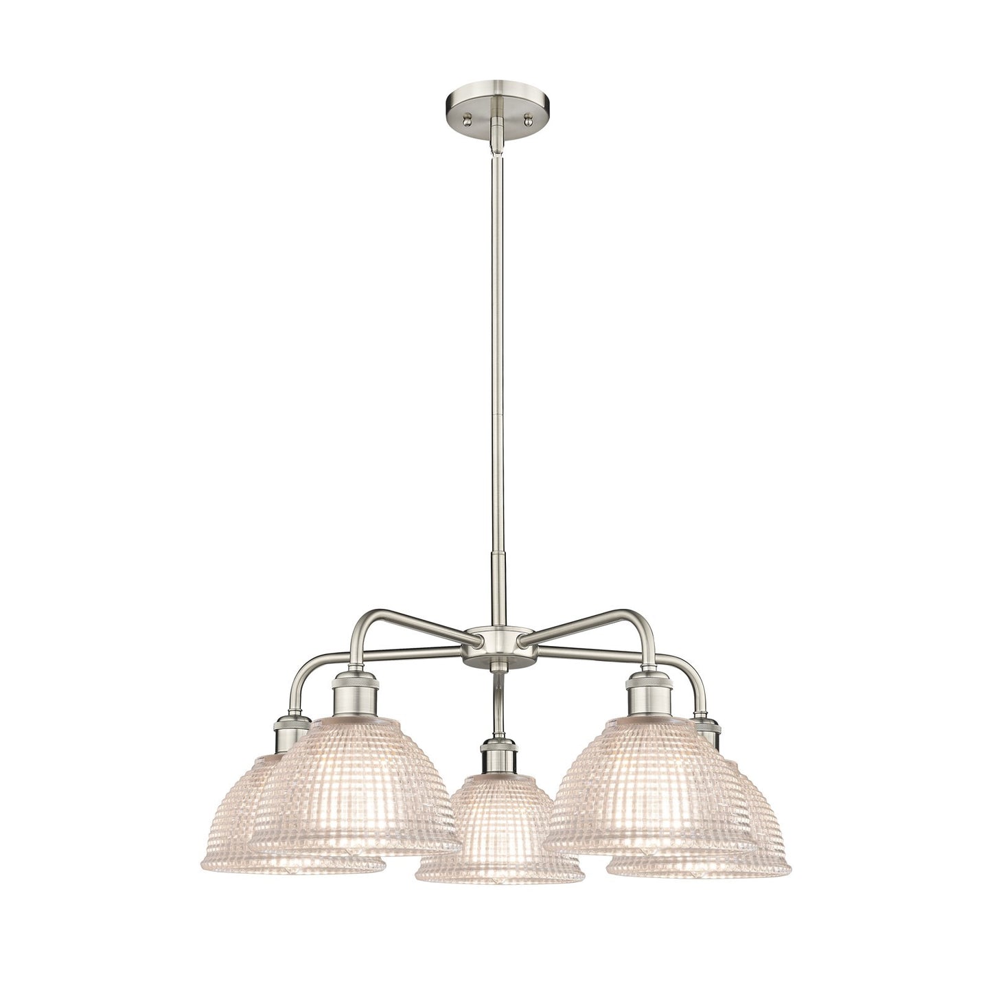 Innovations Arietta 26in 5-Light Chandelier | Industrial Satin Nickel and Clear Glass | Dining Room & Living Room | 26 x 26 x 13.5 | Model 516-5CR-SN-G422