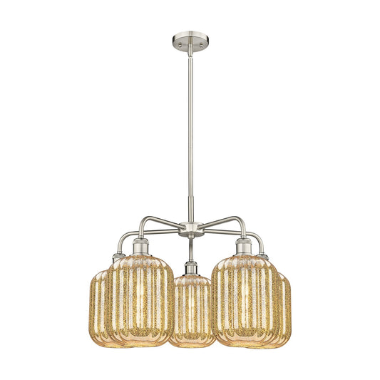Innovations Preston Cylinder 25in 5-Light Chandelier | Industrial Satin Nickel Steel and Mercury Glass | Kitchen Island & | Model 516-5CR-SN-G460-7ME