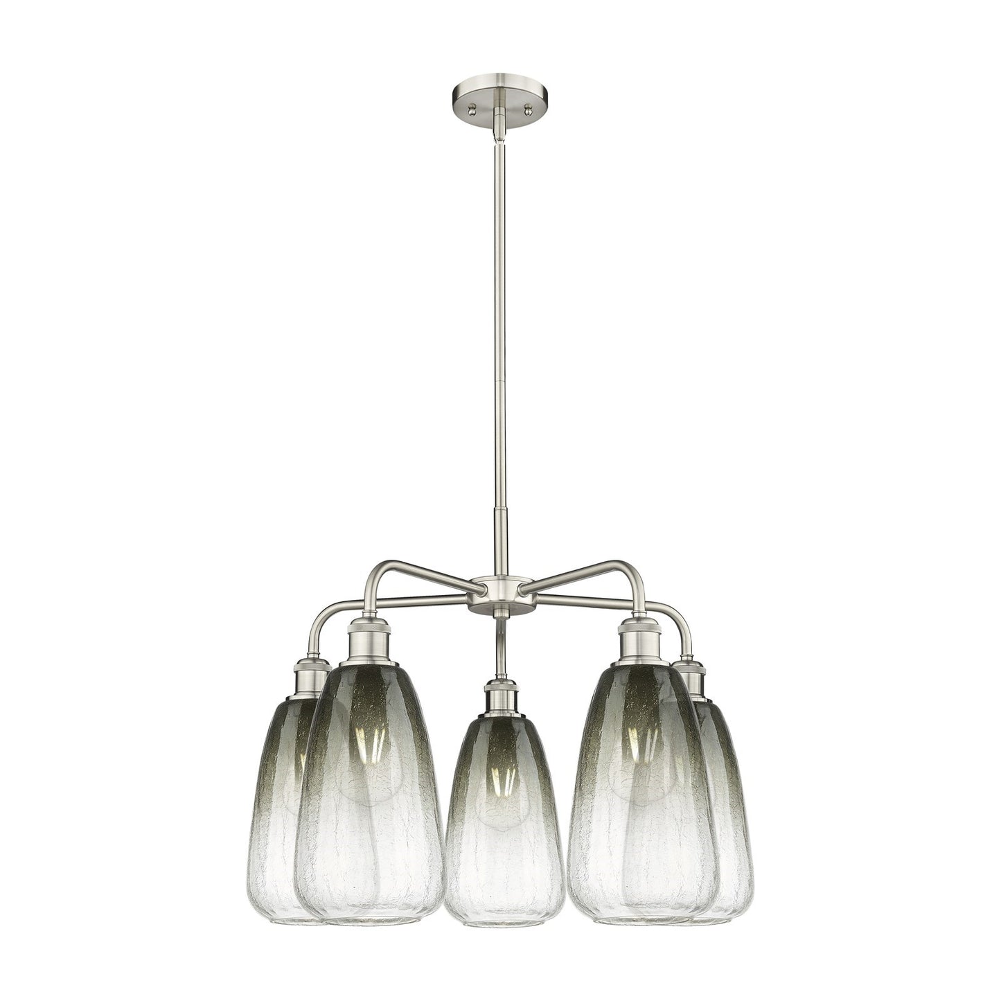 Innovations Brookhaven Almond 25in 5-Light Chandelier | Industrial Satin Nickel and Slate Glass | Kitchen Island & Dining Room | Model 516-5CR-SN-G480-6SL