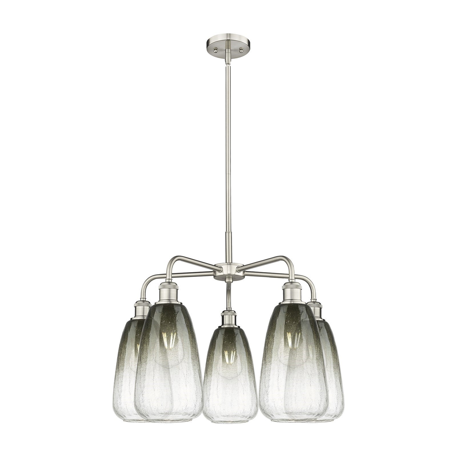 Innovations Brookhaven Almond 25in 5-Light Chandelier | Industrial Satin Nickel and Slate Glass | Kitchen Island & Dining Room | Model 516-5CR-SN-G480-6SL