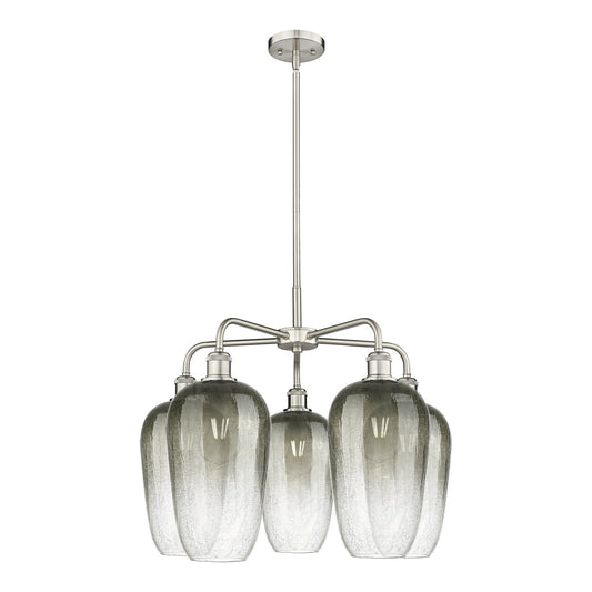 Innovations Brookhaven Flute 26in 5-Light Chandelier | Industrial Satin Nickel and Slate Glass | Dining Room & Living Room | Model 516-5CR-SN-G484-7SL