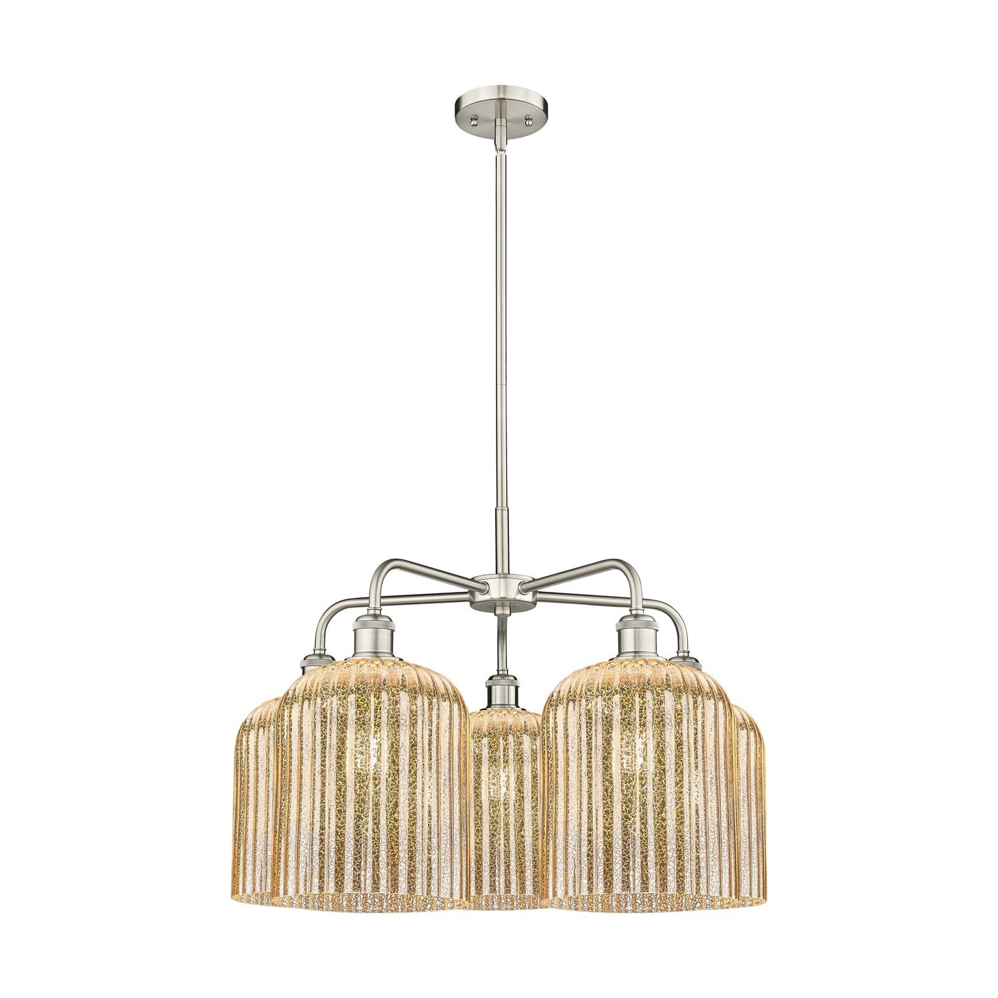 Innovations Bridal Veil 23in 5-Light Chandelier | Art Nouveau Satin Nickel and Mercury Ribbed Glass | Dining Room & Living | Model 516-5CR-SN-G559-8ME