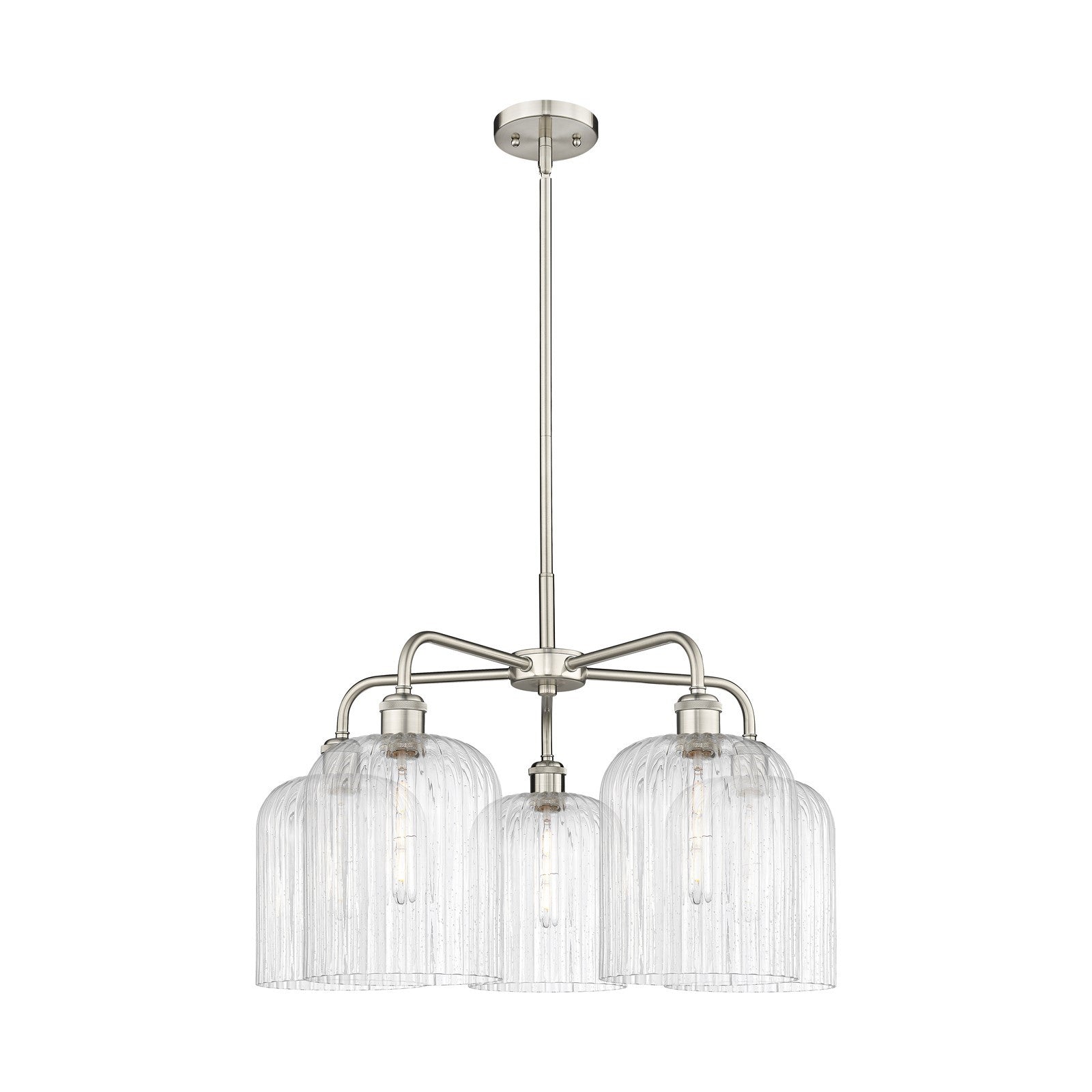 Innovations Bridal Veil 23in 5-Light Chandelier | Art Nouveau Satin Nickel Steel and Seedy Ribbed Glass | Kitchen Island & | Model 516-5CR-SN-G559-8SDY